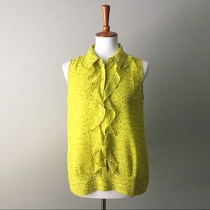 CAbi Reign Blouse Ruffle Front Hi Low Style 3071